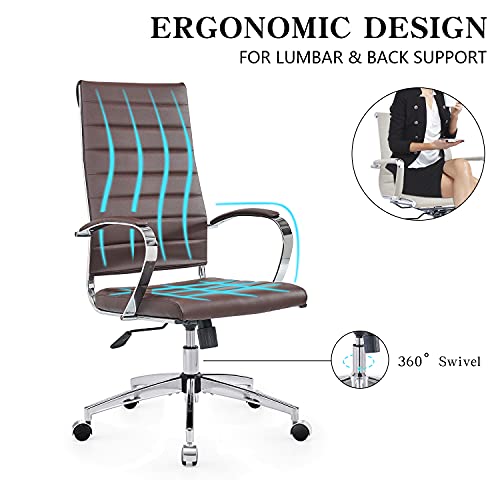 lux Modern Desk Chairs with Wheels and arms Ergo Chairs high Back Chair Computer Leather Modern Chair Leather Office Executive Chair (4020-brown) - color: 4020-brown