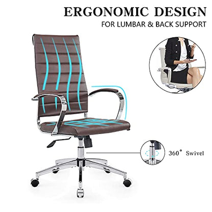 lux Modern Desk Chairs with Wheels and arms Ergo Chairs high Back Chair Computer Leather Modern Chair Leather Office Executive Chair (4020-brown) - color: 4020-brown