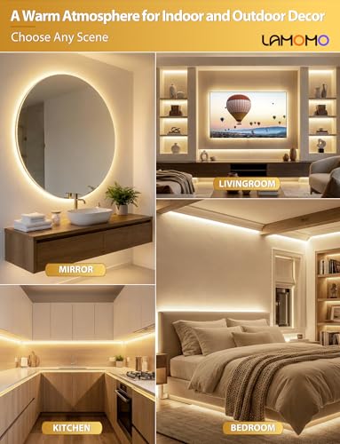 Lamomo COB LED Strip Lights 32.8Ft, Natural White Dimmable Self-Adhesive Led Rope Light with Remote, Flexible Cuttable Waterproof 3000K Silicone Neon Tape Light for Bedroom, Cabinet, 10mm Width - color: Natural White, size: 32.8Ft