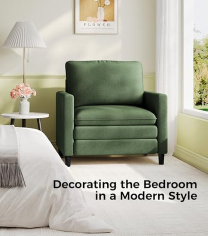 Welzona 3-Layers Cloud Accent Chair, 33" Reading Chair, Teddy Arm Chairs | Comfy Teddy Fabric, Washable Covers, Tool-Free Setup, All-wood Couch Chair for Living Room, Bedroom, Reading Nook, Green - color: Green, size: cloud chair