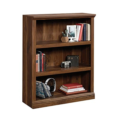 Sauder 3 Tier Book Shelf Wooden Bookcase Multipurpose Bookshelf for Home Office, Living Room, in Grand Walnut - color: Grand Walnut Finish