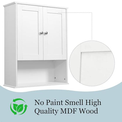 Bathroom Cabinet Wall Mounted Over Toilet Storage Cabinet, 24x30 Inch Wooden White Bathroom Wall Cabinet Above Toilet Storage Medicine Cabinets for Kitchen Laundry Bedroom - size: 9x24x30 In(DxWxH)