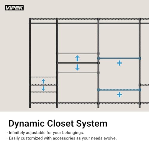 VIPEK V5LC Garment Rack Heavy Duty Covered with Dimmable LED Lights, 3000K Warm White, Portable Closet Wardrobe Freestanding for Hanging Clothes, Black with Grey Cover - color: Black Rack With Grey Cover, style: V5LC