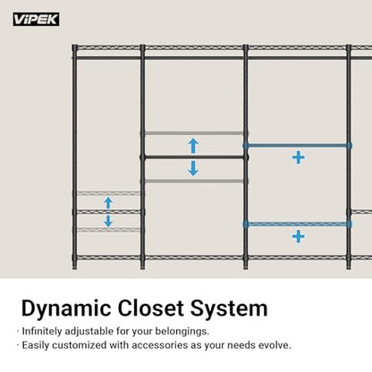 VIPEK V5LC Garment Rack Heavy Duty Covered with Dimmable LED Lights, 3000K Warm White, Portable Closet Wardrobe Freestanding for Hanging Clothes, Black with Grey Cover - color: Black Rack With Grey Cover, style: V5LC