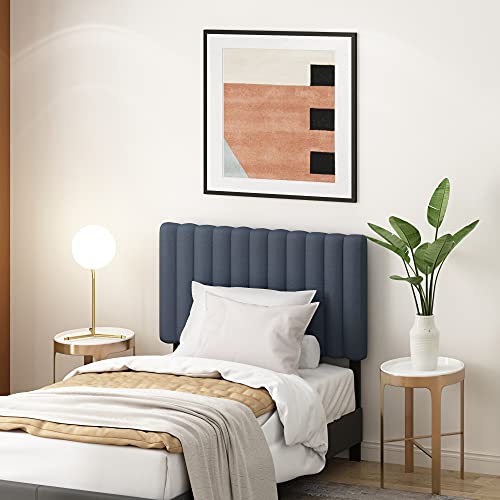 Furinno Roanne Upholstered Tufted Headboard, Twin, Denim - color: Denim, style: Twin-Lines