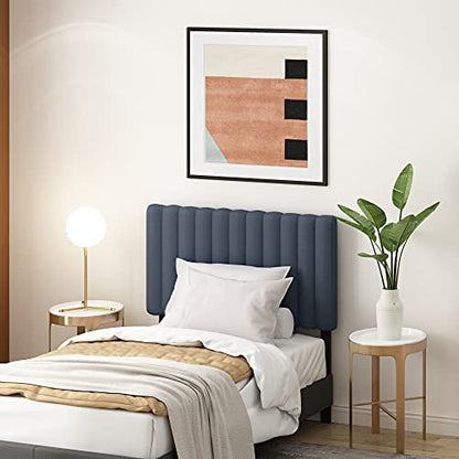 Furinno Roanne Upholstered Tufted Headboard, Twin, Denim - color: Denim, style: Twin-Lines