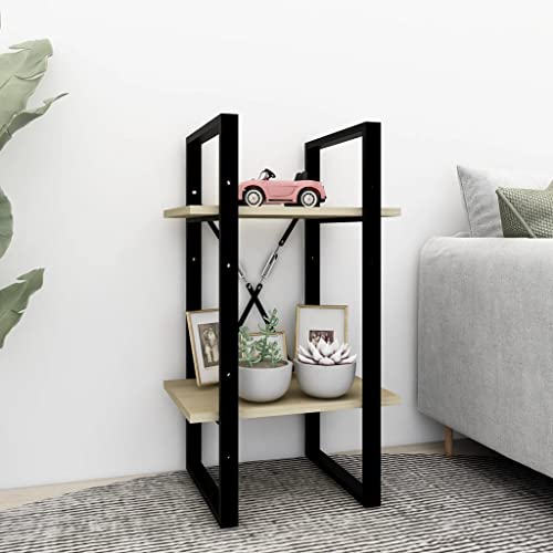 Sonoma Oak 2-Tier Book Cabinet, Small Bookcase with Engineered Wood, 15.7"x11.8"x27.6" for Home Office - color: Sonoma Oak, size: 1 & 27.6"