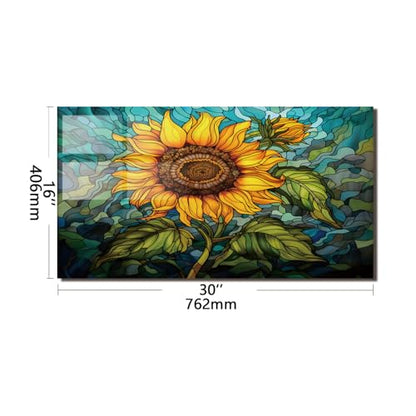 Evgosm Tempered Glass Backsplash for Kitchen， Stove Splashback, sunflower Glass Backsplash, Easy to Install and Clean, Used for Kitchen Wall Protection and Decoration. (30x16'') - size: 30"L x 16"W, style: sunflower