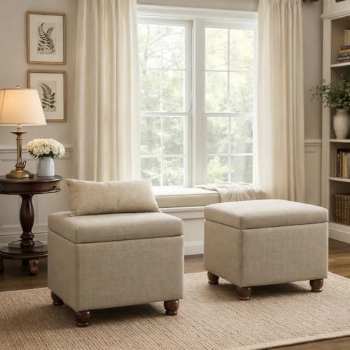 Spatial Order 22" Medium Rectangular Storage Ottoman - Tan - color: Tan