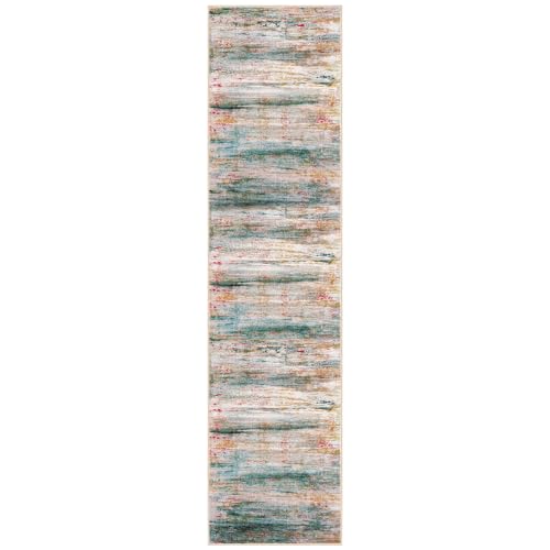 KOZYFLY Modern Abstract Hallway Runner Rug, 2x8 Washable Rug Runner Non-Slip Soft Kitchen Runner Rugs, Print Green Carpet Runner for Entryway Bathroom Laundry Room Foyer - color: Green/Turquoise, size: 2' x 8' (Runner)
