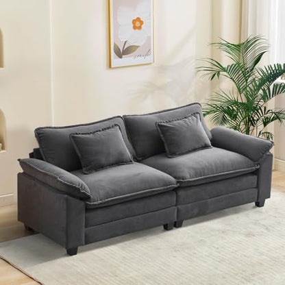 86" Modular Sectional Sofa, Comfy Loveseat Deep Cloud Couch | Couches for Living Room, Modular Couch, Deep and Wide Seat, Velvet Sofa Sleeper with Throw Pillows, Blue Grey - color: Blue Gray, size: 86 Inch
