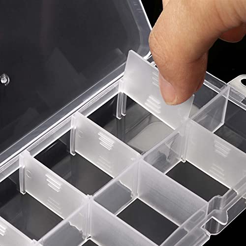 32 Pack 10 Grid Plastic Jewelry Organizer Box, 5 x 2.5 Inch Plastic Box with Removable Dividers Clear Divider Storage Boxes for Beads, Jewelry and DIY Crafts