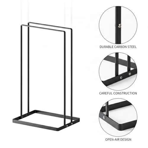 Compact Carbon Steel Standing Dry Rack for Indoor Laundry, Space-Saving Floor Clothes Hanger for Apartments & Small Spaces, Black