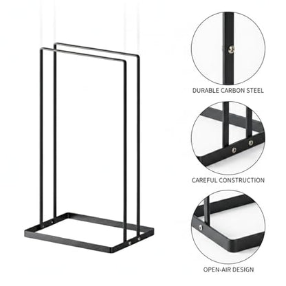 Compact Carbon Steel Standing Dry Rack for Indoor Laundry, Space-Saving Floor Clothes Hanger for Apartments & Small Spaces, Black