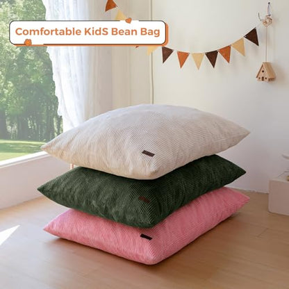 MAXYOYO 3 in 1 Kids Bean Bag Chair Bed, Comfy Floor Sofa with Removed Cover | Convertible Chair Folds from Bean Bag to Lounger, Floor Sofa Couch with High-Density Foam Filling, Dark Green - color: Dark Green