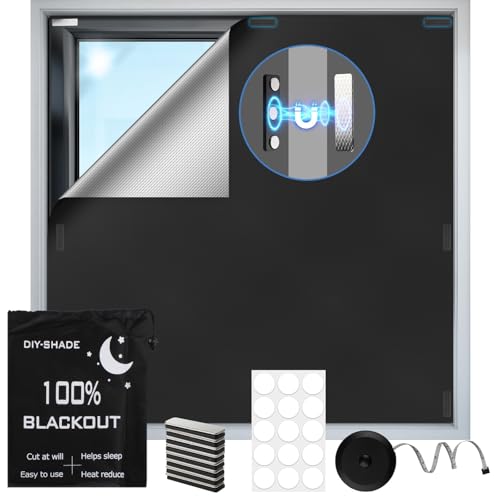 100% Magnetic Black Out Window Cover 79" x 58" Blackout Blinds No Drill, Portable Black Out Shades Blackout Curtains for Bedroom,RV,Nursery,Media Room with Strong Magnets - color: 79" X 58"