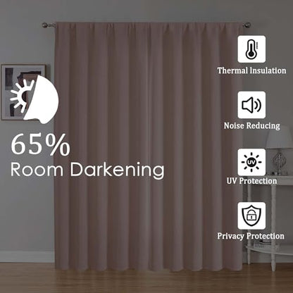Blush Pink Room Darkening Curtains 120 Inches Long 2 Panels, Soft Thermal Insulated Extra Long Rod Pocket Window Treatments for Big Windows Patio Living Room, 50" W x 120" L - color: Blush Pink, size: 50"W x 120"L (Pack of 2)