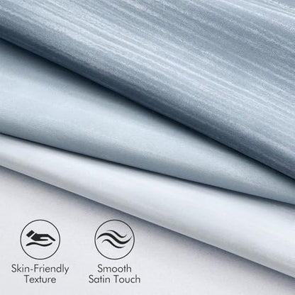 MIULEE Chambray Blue and Greyish White Ombre Blackout Curtains 52Wx90L | Full Room Darkening,Thermal Insulated,90 Inch Long,Grommet Drapes for Bedroom/Living Room,Modern Window Treatments,Set of 2 - color: Chambray Blue and Greyish White, size: 52"W x 90"
