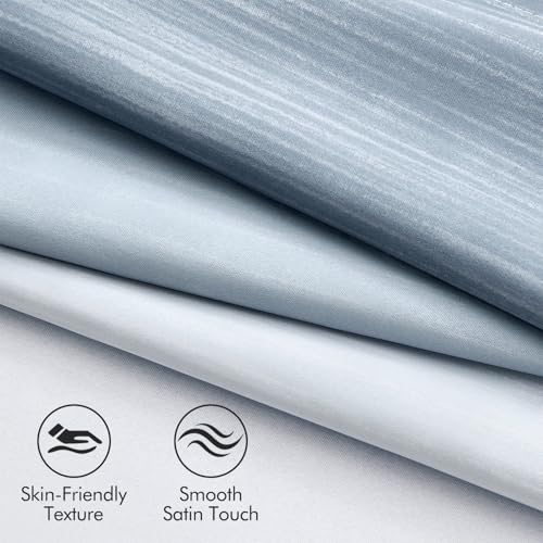MIULEE Chambray Blue and Greyish White Ombre Blackout Curtains 52Wx63L | Full Room Darkening,Thermal Insulated,63 Inch Long,Grommet Drapes for Bedroom/Living Room,Modern Window Treatments,Set of 2 - color: Chambray Blue and Greyish White, size: 52"W x 63"