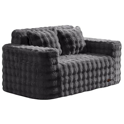 ZurNesfure Sofa Couch Loveseat Boneless Sofa with Pillow Darkgrey,Loveseat | No Assembly Need, Modern Couch with deep seat and Washable Cover Cloud Sofa for Living Room Bedroom Apartment - color: Bubble Darkgrey, size: Loveseat