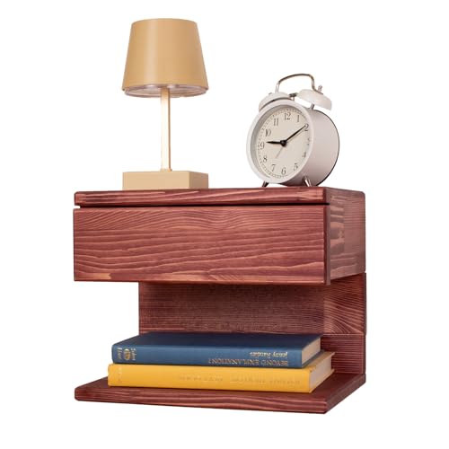 Floating Nightstand Side Accent or End Table with Storage Drawer, Wood Bedside Shelf, Handmade Floating Table (Rome) - color: Rome