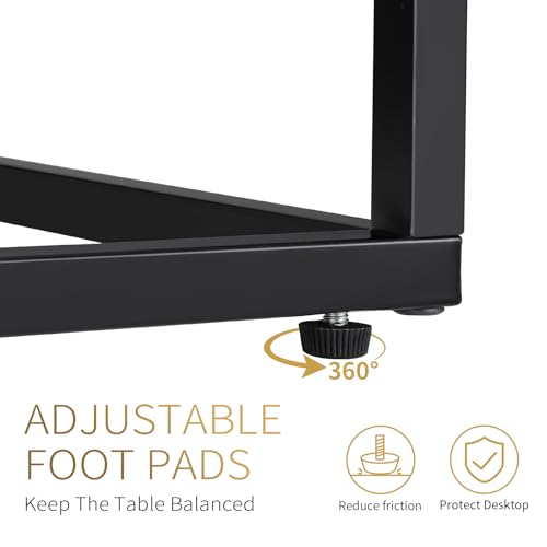 C Shaped Side Table Set of 2, Skinny Sofa Table for Sofa and Bed, Couch Tables That Slide Under, Small End Tables for Living Room, Bedroom or Small Spaces, Black - color: Black Table Top