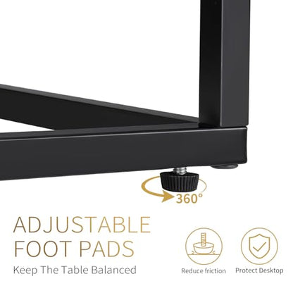 C Shaped Side Table Set of 2, Skinny Sofa Table for Sofa and Bed, Couch Tables That Slide Under, Small End Tables for Living Room, Bedroom or Small Spaces, Black - color: Black Table Top