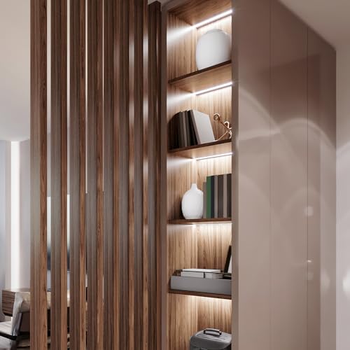 Maxxima 12 in. Hardwired LED Under Cabinet Strip Light, 460 Lumens, 3000K | Warm White, Kitchen and Living Room 120V White Cove Lighting, No Power Supply Needed - size: 12 Inch