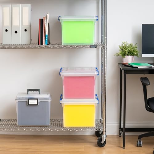 IRIS USA WeatherPro File Box Organizer, Letter/Legal, 32 Qt. 3-Pack, Clear | Store letter and legal documents safely with weather-resistant protection and space-saving stackable storage - style: WeatherPro (Blue) - 3 Pack
