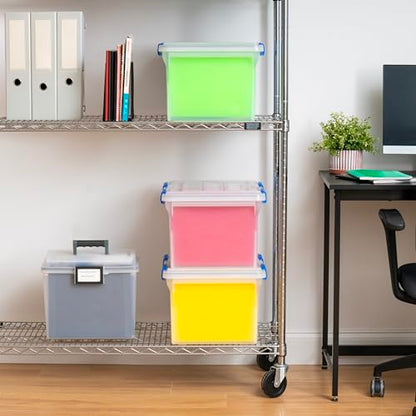 IRIS USA WeatherPro File Box Organizer, Letter/Legal, 32 Qt. 3-Pack, Clear | Store letter and legal documents safely with weather-resistant protection and space-saving stackable storage - style: WeatherPro (Blue) - 3 Pack