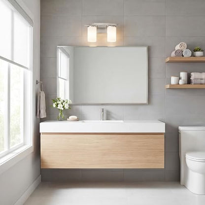 Kichler Crosby 2-Light Bathroom Vanity Light, Brushed Nickel | Satin etched cased opal glass vanity light for modern bathrooms (15" x 8.75" x 15"), 45496NI - color: Brushed Nickel, size: 2 Light, style: Satin Etched Cased Opal Glass