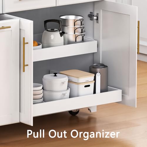 Kitchen Island with Trash Can Storage & Pull-Out Trays | Solid Rubberwood Countertop Kitchen Island on Wheels, Drop Leaf, Power Outlet, 3 Drawers - color: White