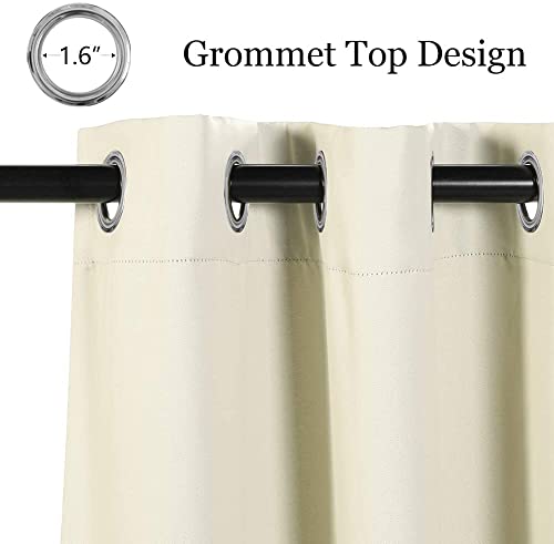 MYSKY HOME Beige Bedroom Blackout Curtains, 42 x 63 Inch, Dark Grommet Living Room Curtains - color: Beige, size: 42"W x 63"L (Pack of 1)