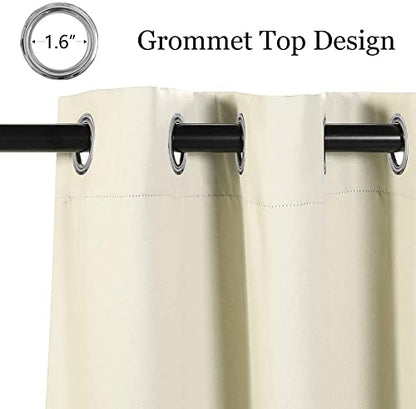 MYSKY HOME Beige Bedroom Blackout Curtains, 42 x 63 Inch, Dark Grommet Living Room Curtains - color: Beige, size: 42"W x 63"L (Pack of 1)