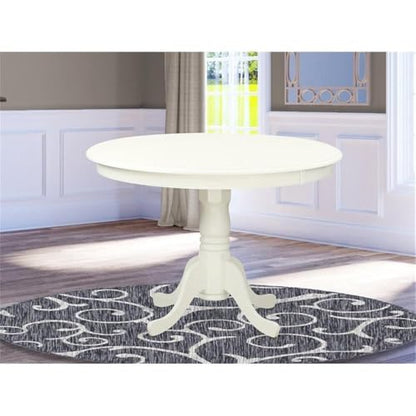 East West Furniture HLT-LWH-TP Hartland Modern Kitchen Table - a Round Dining Table Top with Pedestal Base, 42x42 Inch, Linen White