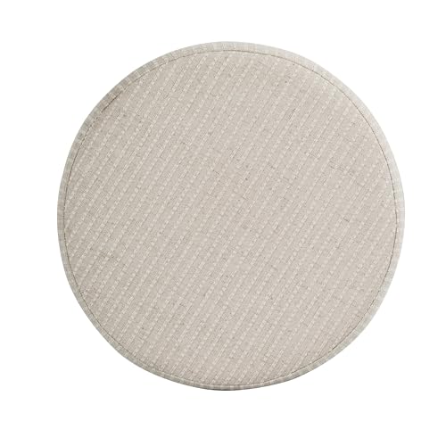HomePop 19" Round Storage Ottoman - White Woven Stripe - color: White Woven Stripe