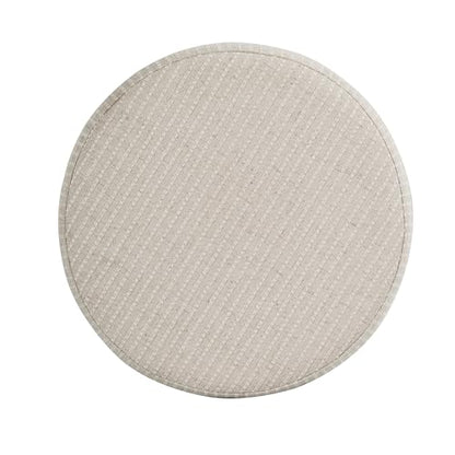 HomePop 19" Round Storage Ottoman - White Woven Stripe - color: White Woven Stripe