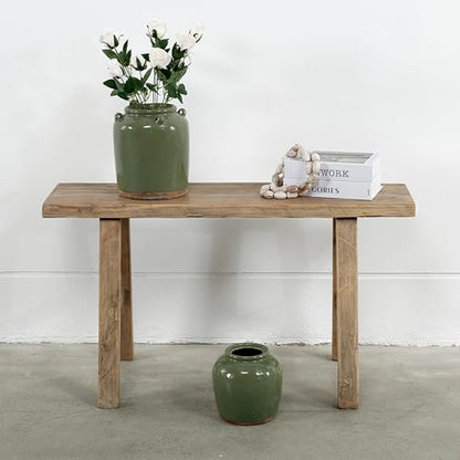 Artissance 35" Long 10" Wide Elmwood Bench, Natural Wood - size: 20H x 35W x 10L