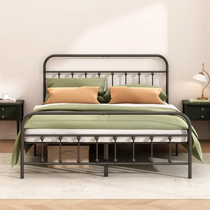 Kujielan Metal Bed Frame Full Size,Easy to Assemble,Black | Structurally Stable, Heavy Duty Steel Slat Supported, No Box Spring Needed, Easy Removal and Transport - size: Full