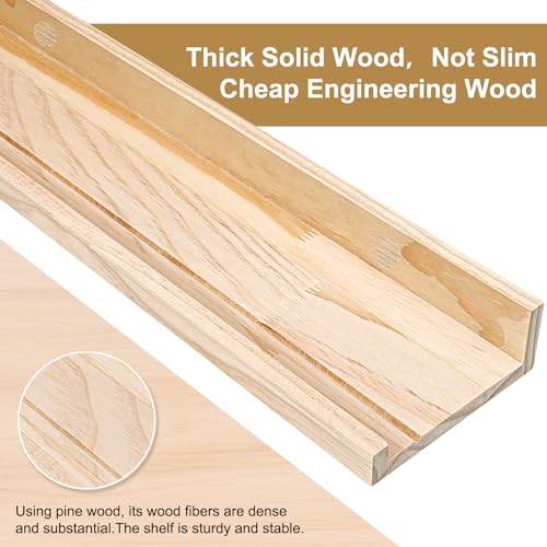 MBYD 48 Inch Natural Pine Wood Floating Shelves, 5.1 Inch Wide Picture Ledge Set of 2, Wall Mount Unfinished Can be Stained Nursery Book Shelves for Kids Bedroom Living Room Bathroom Kitchen - color: Natural, size: Set of 2 48in