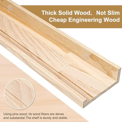 MBYD 48 Inch Natural Pine Wood Floating Shelves, 5.1 Inch Wide Picture Ledge Set of 2, Wall Mount Unfinished Can be Stained Nursery Book Shelves for Kids Bedroom Living Room Bathroom Kitchen - color: Natural, size: Set of 2 48in