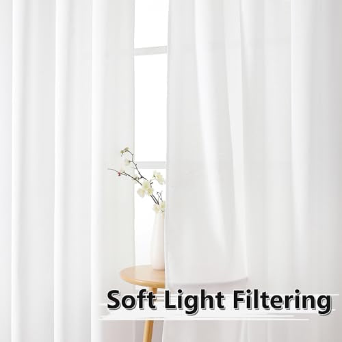 Tollpiz Short Linen Tier Curtains Rod Pocket Semi Sheer Half Kitchen Curtain Burlap Light Filtering Thick Linen Drapes for Bathroom, 30 x 24 inches Long, White, Set of 2 Panels - color: White, size: 30"W x 24"L (Pack of 2)