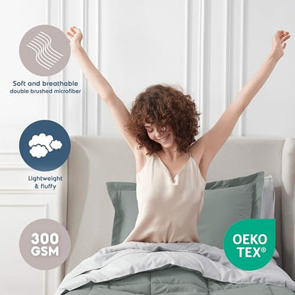 Nestl 5 Piece Twin Comforter Set – Sage Green Reversible Bed in a Bag – Complete Twin Size Bedding Set with Sheets, Pillowcase and Sham - color: Sage Green, size: Twin