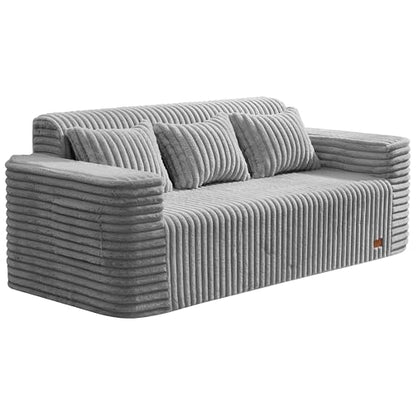 ZurNesfure Sofa Couch 3-Seater Boneless Sofa with Pillow Grey,3-Seater | No Assembly Need, Modern Couch with deep seat and Washable Cover Cloud Sofa for Living Room Bedroom Apartment - color: Stripe Grey, size: 3-seater