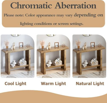LIFECHOVY Farmhouse Wood Entryway Table Narrow Console Tables with Storage | Behind The Couch Sofa, Entrance Side Table with Shelves for Hallway, Living Room, Foyer, Brown - color: Brown