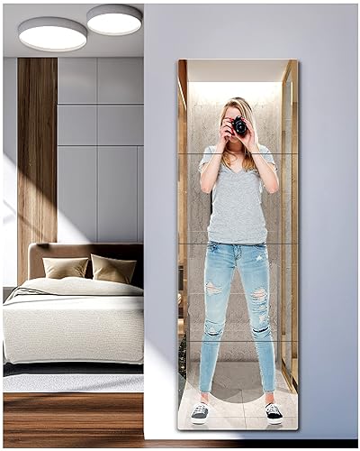 Unbreakable Full Length Mirror for Wall Mounted, Over The Door Mirror, 12 x 12 Inches x 4 Pack, Full Body Safe Shatterproof Mirrors for Kids, Workout Mirrors for Home Gym, Acrylic Plastic Bedroom - size: 48"L x 12"W