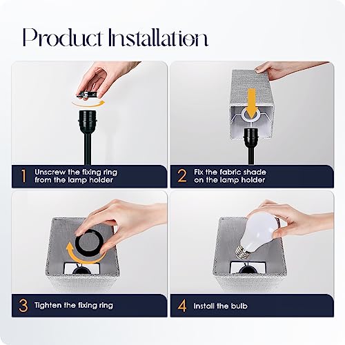 Bedside Table Lamp for Bedroom - Touch Small Lamp with USB C+A Charging Ports & AC Outlets, 3 Way Dimmable Nightstand Light for Living Room (LED Bulb Included, Grey) - color: Gray