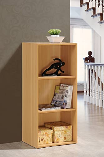 Hodedah Import 3 Shelf Bookcase, Beech - color: Beech, size: 3-Shelf