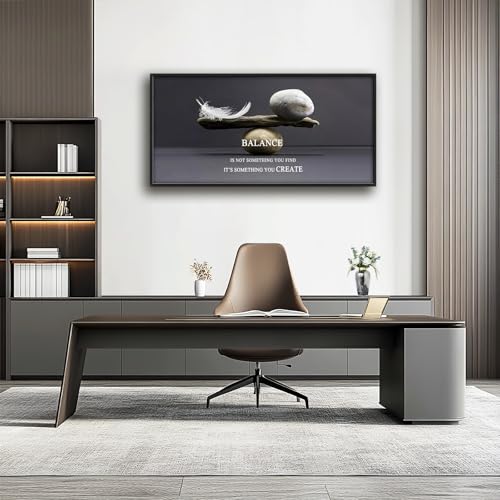 Zen Large Wall Art Motivational Quotes Office Wall Decor Inspirational Balance Stone Pictures Canvas Prints Framed Artwork Home Decorations Above Over Bed for Living Room Bathroom 60"x30" - color: Balance Stone, size: 60"L x 30"W