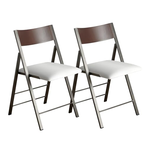 Folding Chairs 2 Pack, 450Lbs Steel Frame Foldable Dining Chairs, White | 1.37" Folded, Waterproof Rustproof Indoor Outdoor Padded Folding Chairs for Dining Room, Conference Rooms, Weddings, Events - color: White